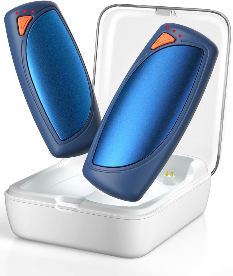 vimwing Hand Warmers Rechargeable with Charge Case, 2 Packs 14,000mAh Electric Hand Warmer Battery Powered Dual Sided Reusable Long Battery Life Portable Pocket Heater Gifts for Men Women Golf, Hunting Gear - Image 1